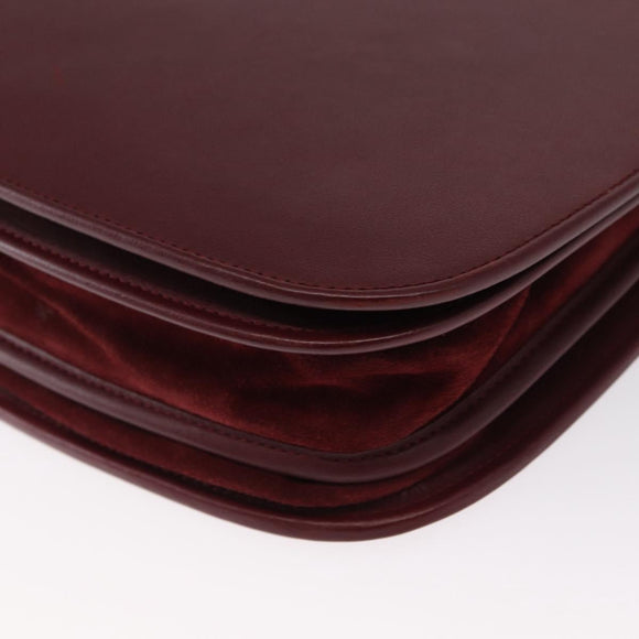 CARTIER Must Line Shoulder Bag Leather Bordeaux Gold Auth 155704