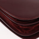 CARTIER Must Line Shoulder Bag Leather Bordeaux Gold Auth 155704-16