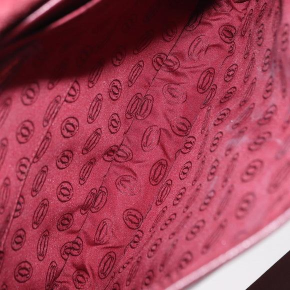 CARTIER Must Line Shoulder Bag Leather Bordeaux Gold Auth 155704