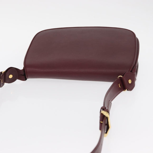 CARTIER Must Line Shoulder Bag Leather Bordeaux Gold Auth 155704