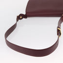 CARTIER Must Line Shoulder Bag Leather Bordeaux Gold Auth 155704-7