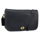Coach Shoulder Bag Leather Black Gold Auth 155705-1