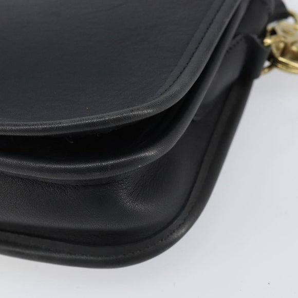Coach Shoulder Bag Leather Black Gold Auth 155705