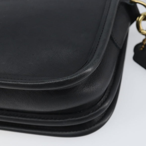 Coach Shoulder Bag Leather Black Gold Auth 155705