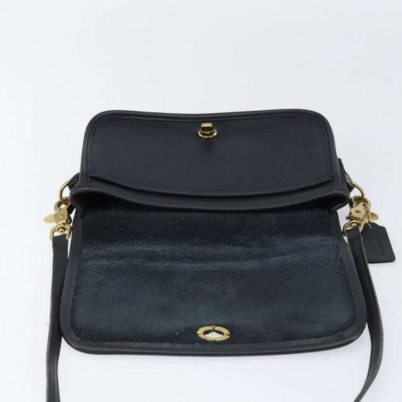 Coach Shoulder Bag Leather Black Gold Auth 155705