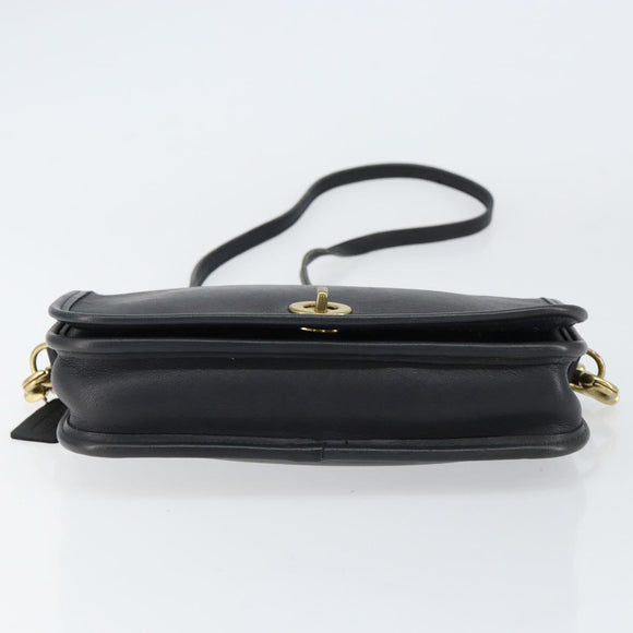 Coach Shoulder Bag Leather Black Gold Auth 155705