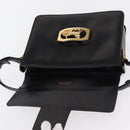 CELINE Horse Carriage Shoulder Bag Leather Black Gold Auth 155706-15