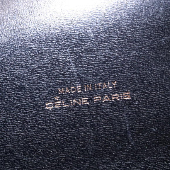 CELINE Horse Carriage Shoulder Bag Leather Black Gold Auth 155706