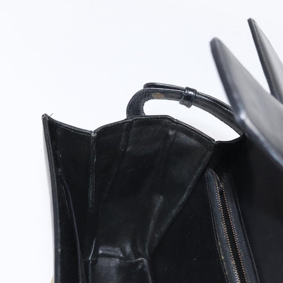 CELINE Horse Carriage Shoulder Bag Leather Black Gold Auth 155706