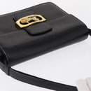 CELINE Horse Carriage Shoulder Bag Leather Black Gold Auth 155706-6