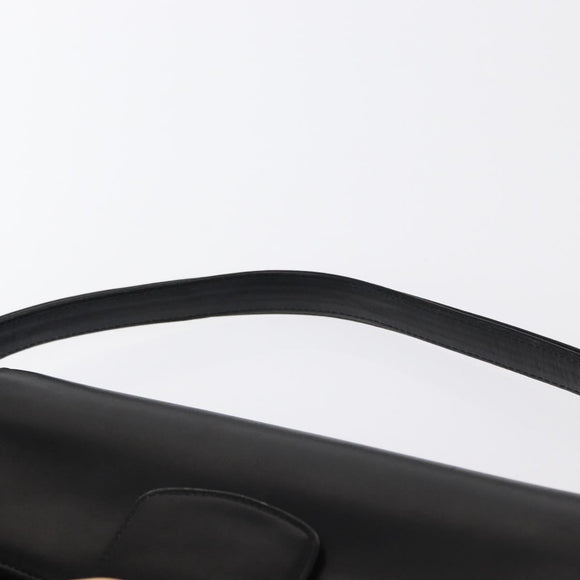 CELINE Horse Carriage Shoulder Bag Leather Black Gold Auth 155706