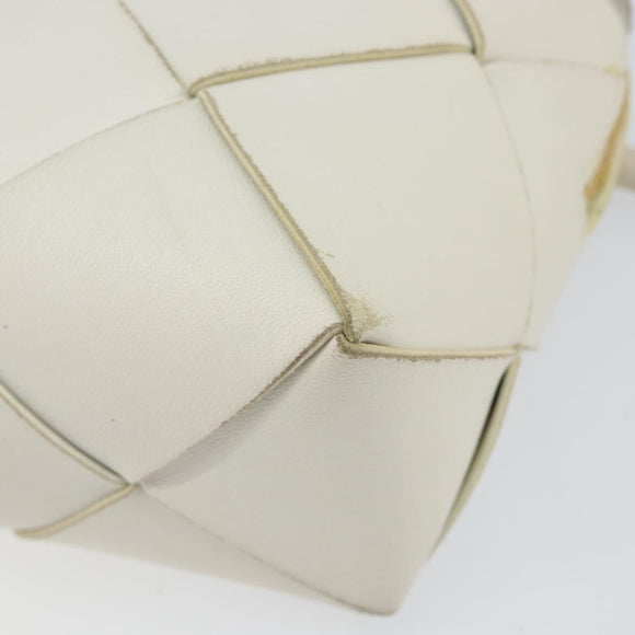 BOTTEGA VENETA MAXI INTRECCIATO Cassette Mini Bag Leather White Gold Auth 155708