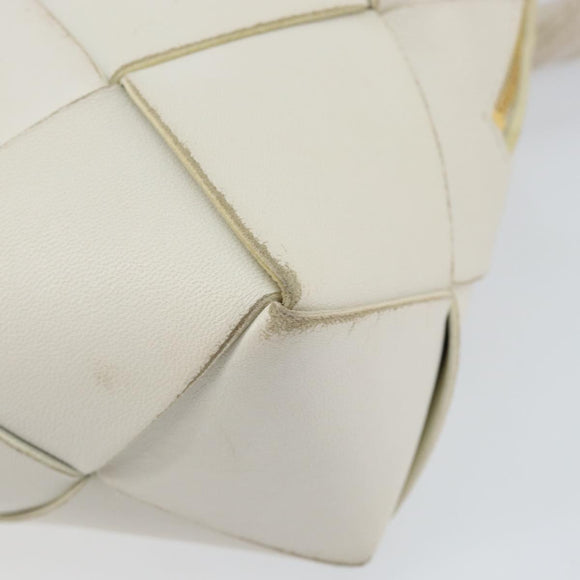 BOTTEGA VENETA MAXI INTRECCIATO Cassette Mini Bag Leather White Gold Auth 155708