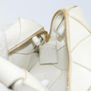 BOTTEGA VENETA MAXI INTRECCIATO Cassette Mini Bag Leather White Gold Auth 155708-17