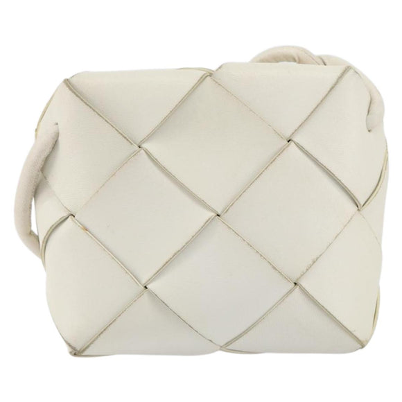 BOTTEGA VENETA MAXI INTRECCIATO Cassette Mini Bag Leather White Gold Auth 155708