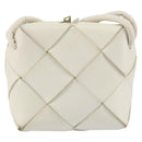 BOTTEGA VENETA MAXI INTRECCIATO Cassette Mini Bag Leather White Gold Auth 155708-3