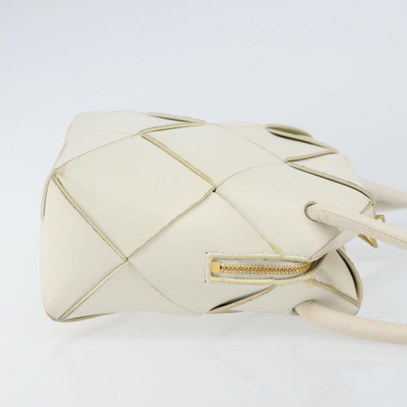 BOTTEGA VENETA MAXI INTRECCIATO Cassette Mini Bag Leather White Gold Auth 155708