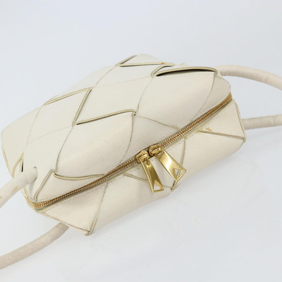 BOTTEGA VENETA MAXI INTRECCIATO Cassette Mini Bag Leather White Gold Auth 155708