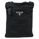 PRADA Shoulder Bag Nylon Black Silver Auth 155709-13