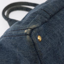 PRADA Canapa GM Hand Bag Denim Blue Gold Auth 155724-9