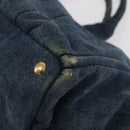 PRADA Canapa GM Hand Bag Denim Blue Gold Auth 155724-14