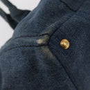 PRADA Canapa GM Hand Bag Denim Blue Gold Auth 155724-15
