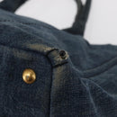 PRADA Canapa GM Hand Bag Denim Blue Gold Auth 155724-16