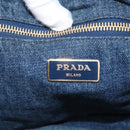 PRADA Canapa GM Hand Bag Denim Blue Gold Auth 155724-18
