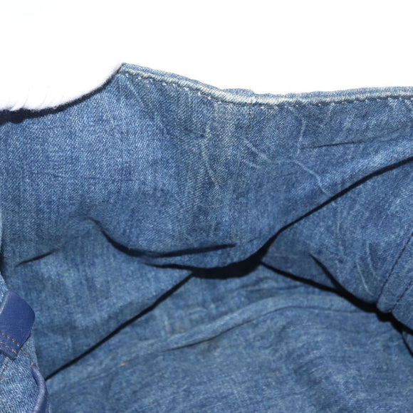 PRADA Canapa GM Hand Bag Denim Blue Gold Auth 155724