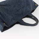 PRADA Canapa GM Hand Bag Denim Blue Gold Auth 155724-6