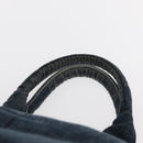 PRADA Canapa GM Hand Bag Denim Blue Gold Auth 155724-8