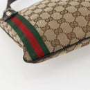 GUCCI GG Canvas Web Sherry Line Shoulder Bag Beige Gold Red 144388 Auth 155727-11