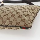 GUCCI GG Canvas Web Sherry Line Shoulder Bag Beige Gold Red 144388 Auth 155727-12