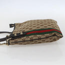 GUCCI GG Canvas Web Sherry Line Shoulder Bag Beige Gold Red 144388 Auth 155727-4