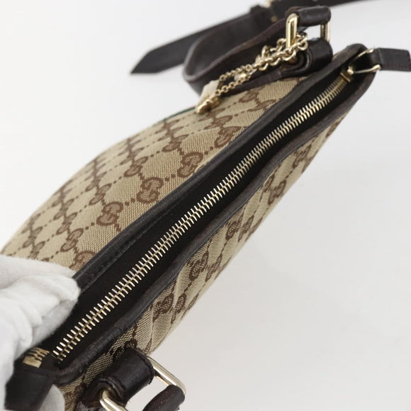 GUCCI GG Canvas Web Sherry Line Shoulder Bag Beige Gold Red 144388 Auth 155727