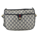 GUCCI GG Supreme Sherry Line Shoulder Bag PVC Navy Gold 89 02 077 Auth 155728-13