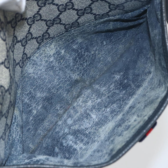 GUCCI GG Supreme Sherry Line Shoulder Bag PVC Navy Gold 89 02 077 Auth 155728