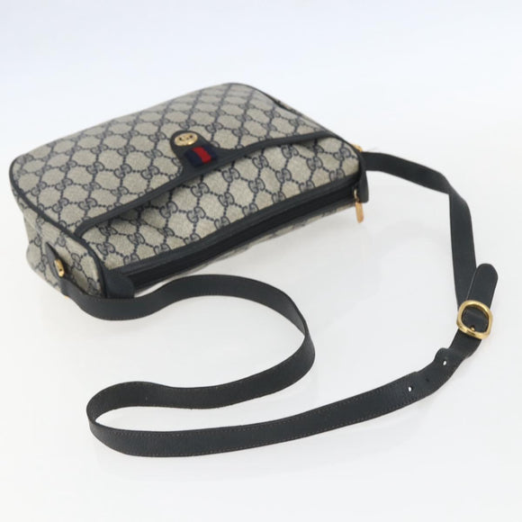 GUCCI GG Supreme Sherry Line Shoulder Bag PVC Navy Gold 89 02 077 Auth 155728