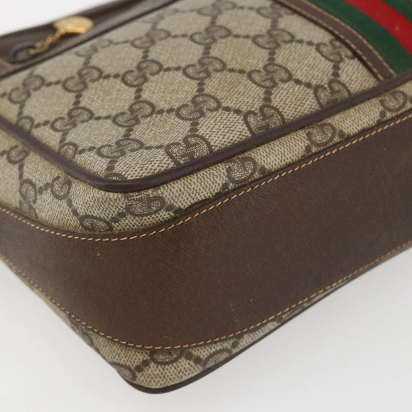 GUCCI GG Supreme Web Sherry Line Bag PVC Beige Gold Red 001 56 0860 Auth 155729