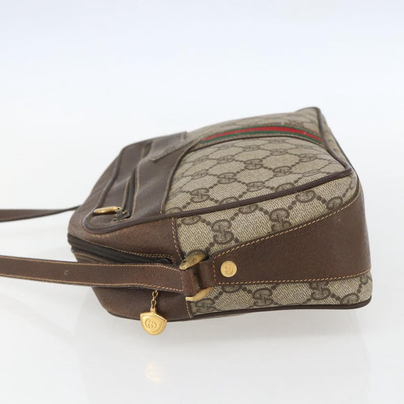 GUCCI GG Supreme Web Sherry Line Bag PVC Beige Gold Red 001 56 0860 Auth 155729