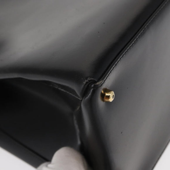 GUCCI Hand Bag Leather Black Gold 000 2046 0562 Auth 155731