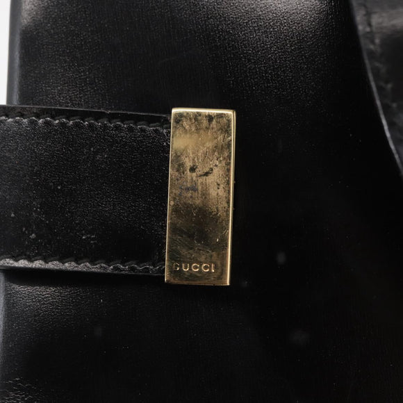 GUCCI Hand Bag Leather Black Gold 000 2046 0562 Auth 155731