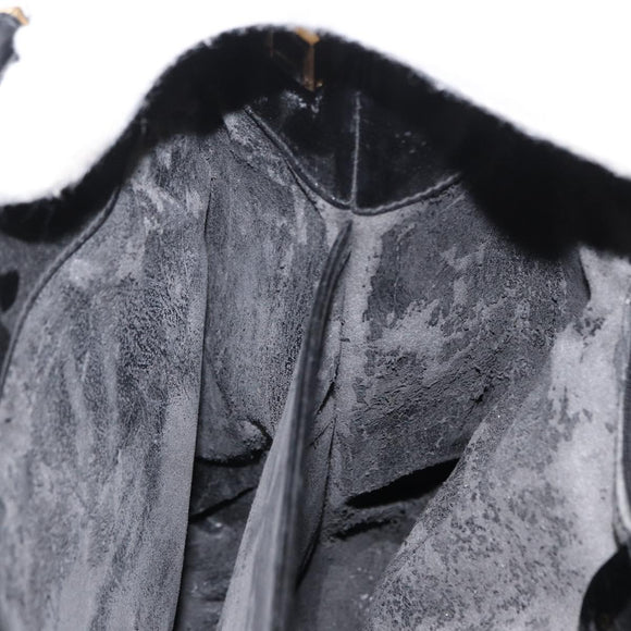 GUCCI Hand Bag Leather Black Gold 000 2046 0562 Auth 155731