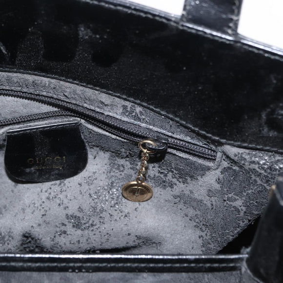 GUCCI Hand Bag Leather Black Gold 000 2046 0562 Auth 155731