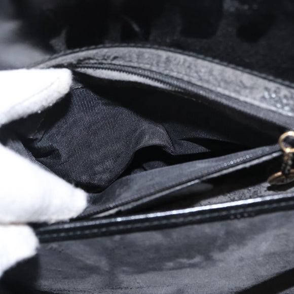 GUCCI Hand Bag Leather Black Gold 000 2046 0562 Auth 155731