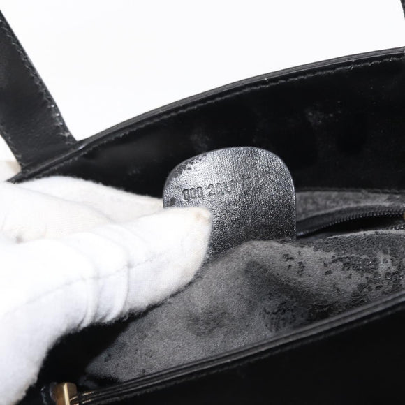 GUCCI Hand Bag Leather Black Gold 000 2046 0562 Auth 155731