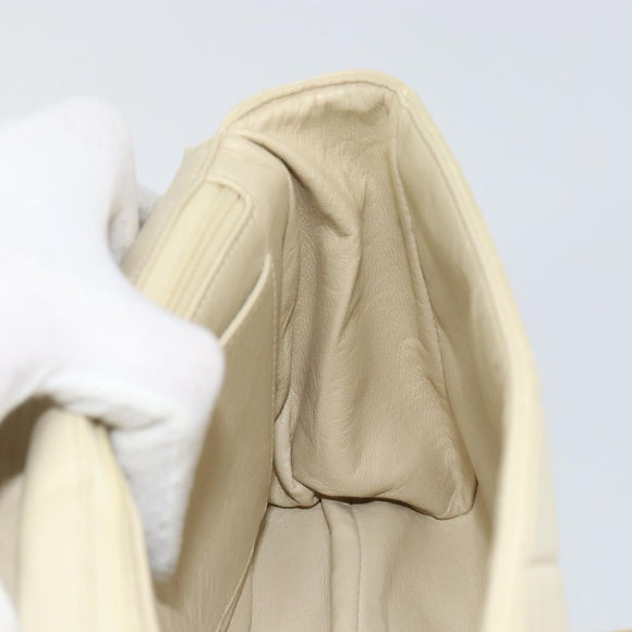 CHANEL Matelasse Chain Shoulder Bag Lamb Skin Beige Gold CC Auth 155739