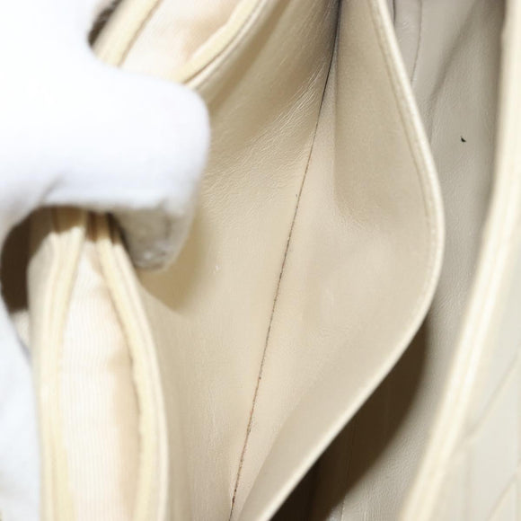 CHANEL Matelasse Chain Shoulder Bag Lamb Skin Beige Gold CC Auth 155739