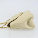 CHANEL Matelasse Chain Shoulder Bag Lamb Skin Beige Gold CC Auth 155739-5