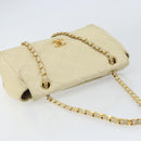 CHANEL Matelasse Chain Shoulder Bag Lamb Skin Beige Gold CC Auth 155739-6
